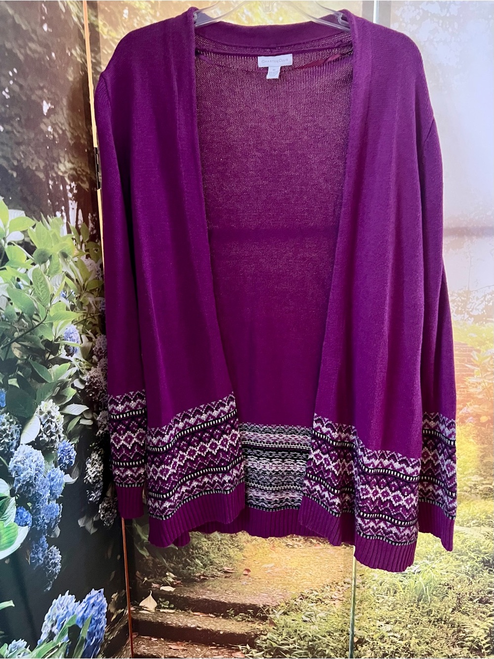 Nordic/Fair Isle Look Cozy Cardigan XL Charter Club